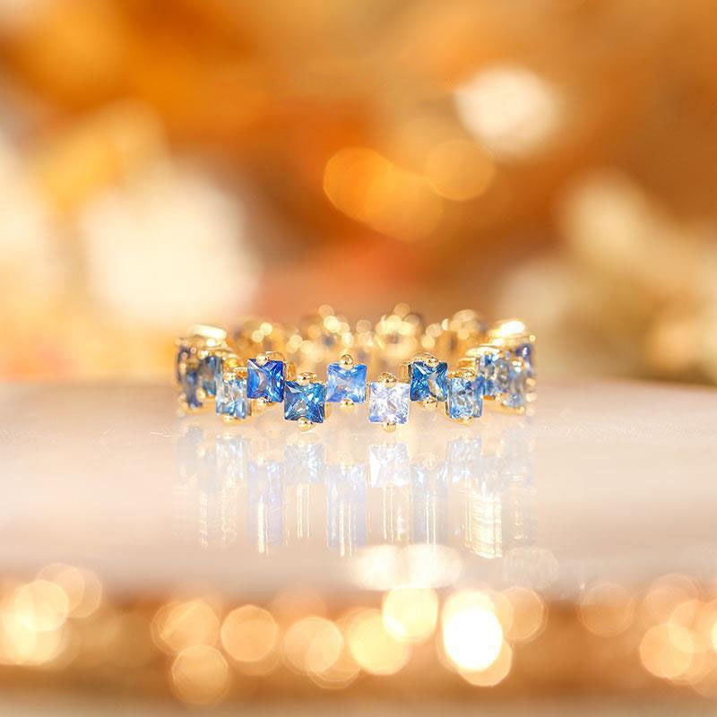 Anillos De Cobre Con Diamantes Cuadrados Chapados En Oro Real Al Por Mayor